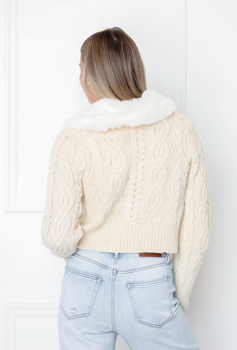 Angie Faux Fur Collar Cardigan