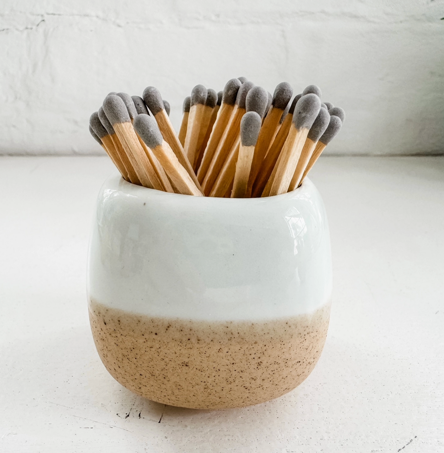 Ceramic Match Holder W/ Matches Blue