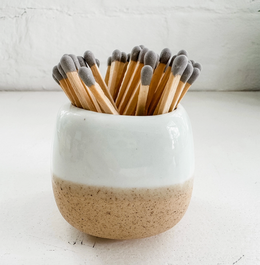 Ceramic Match Holder W/ Matches Blue
