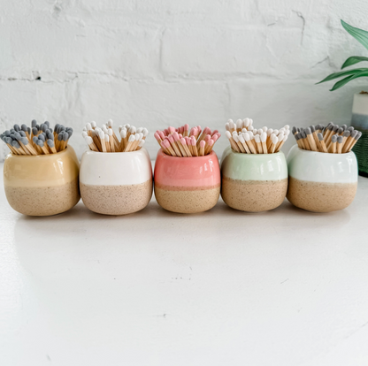 Ceramic Match Holder W/ Matches White - Clothe Boutique