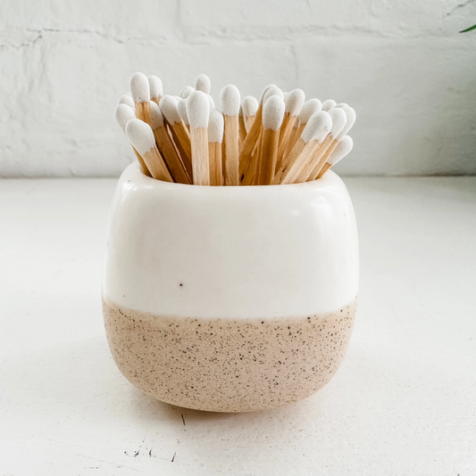 Ceramic Match Holder W/ Matches White