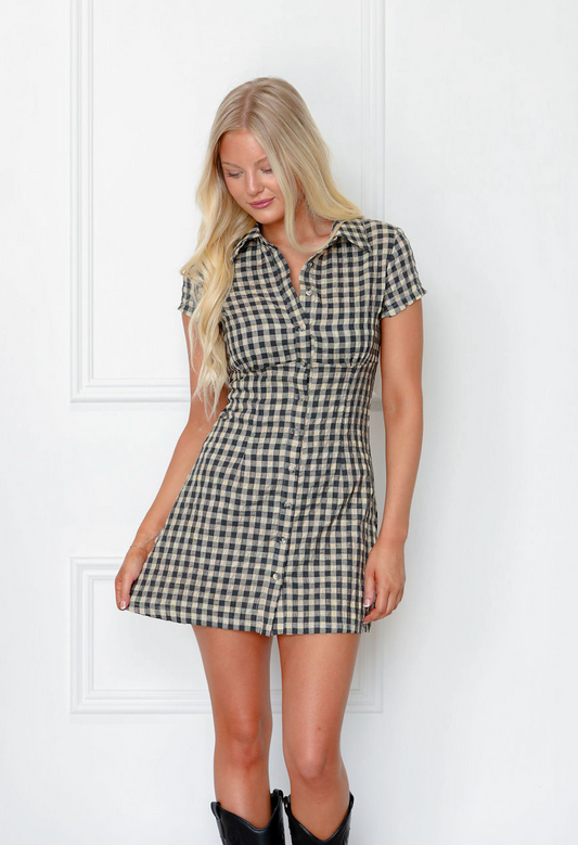 Vintage Checker Collared Dress