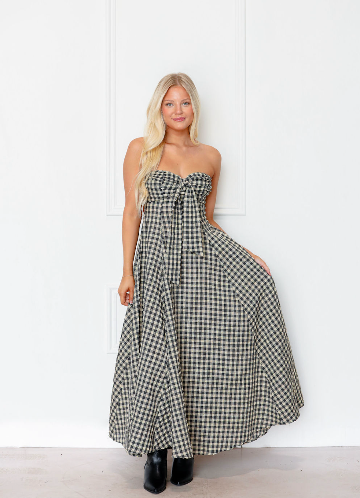 Vintage Checker Long Midi Dress