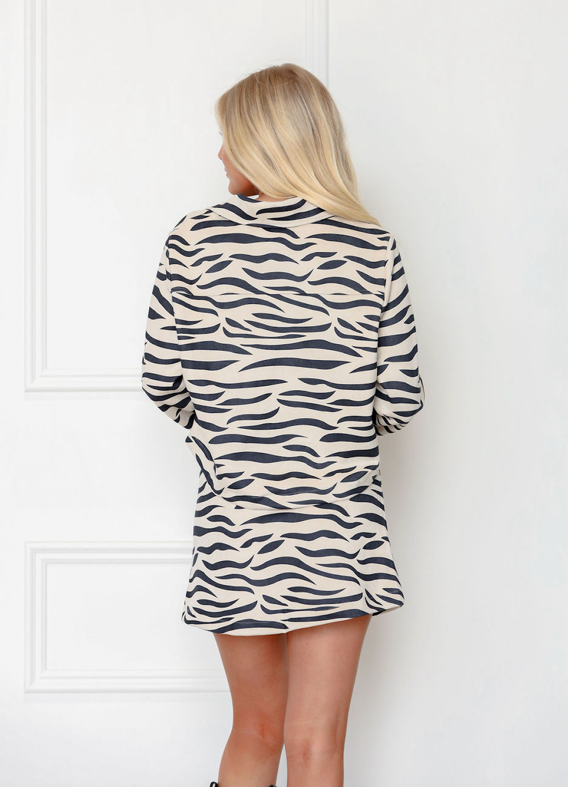 Zebra Suede Jacket & Skirt Set of 2