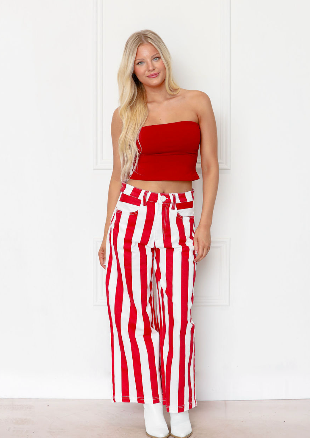 Red Bold Stripe Jeans