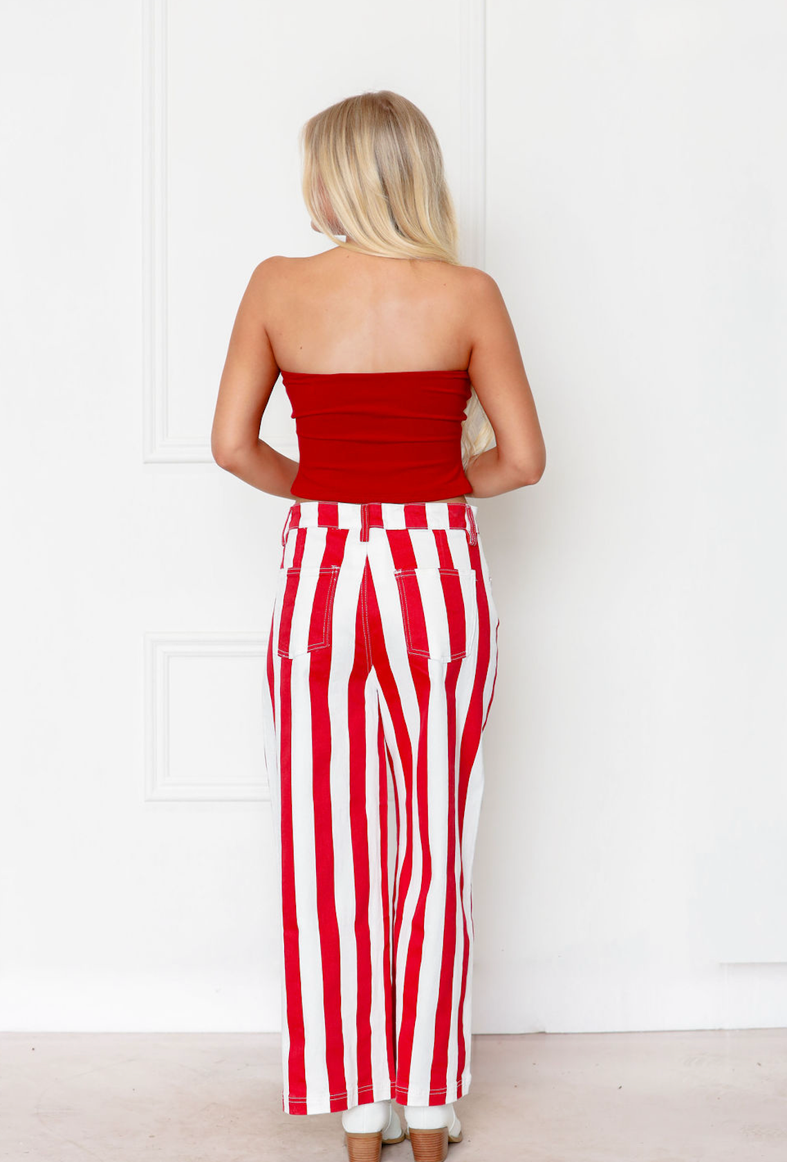Red Bold Stripe Jeans