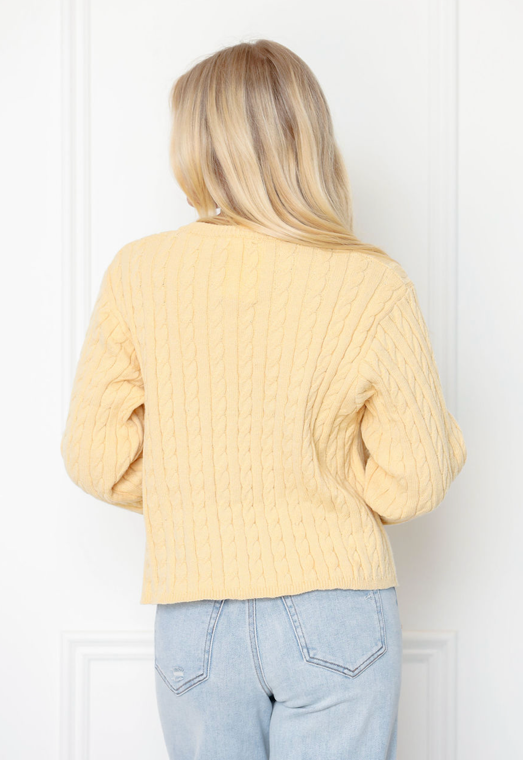 Cable Knit Cardigan Yellow