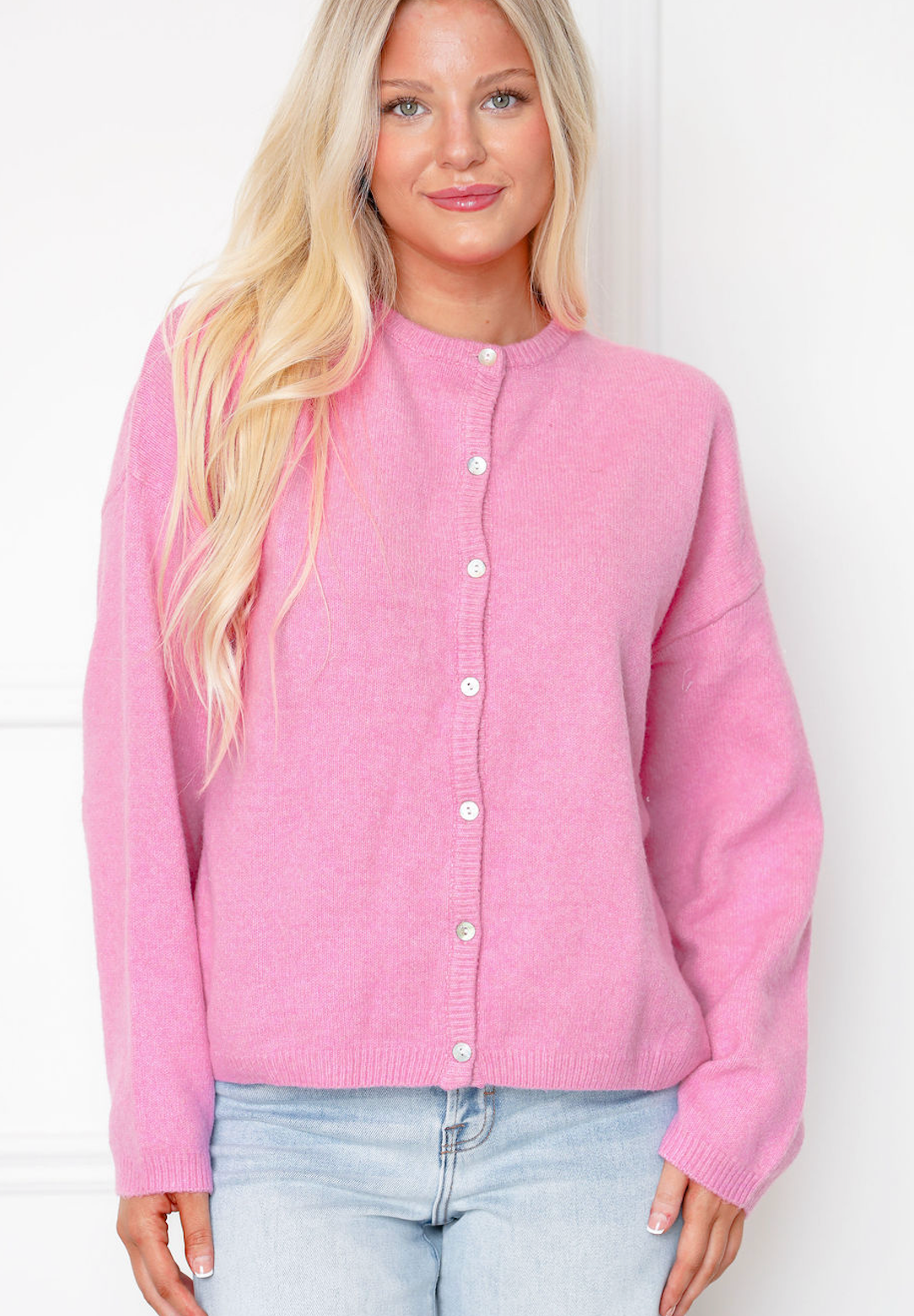 Button Down Cardigan Pink