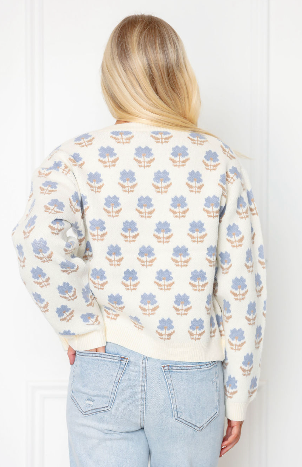 Floral Jacquard Button Cardigan