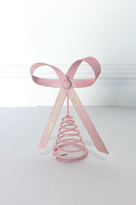 Pink Glitter Bow Tree Topper
