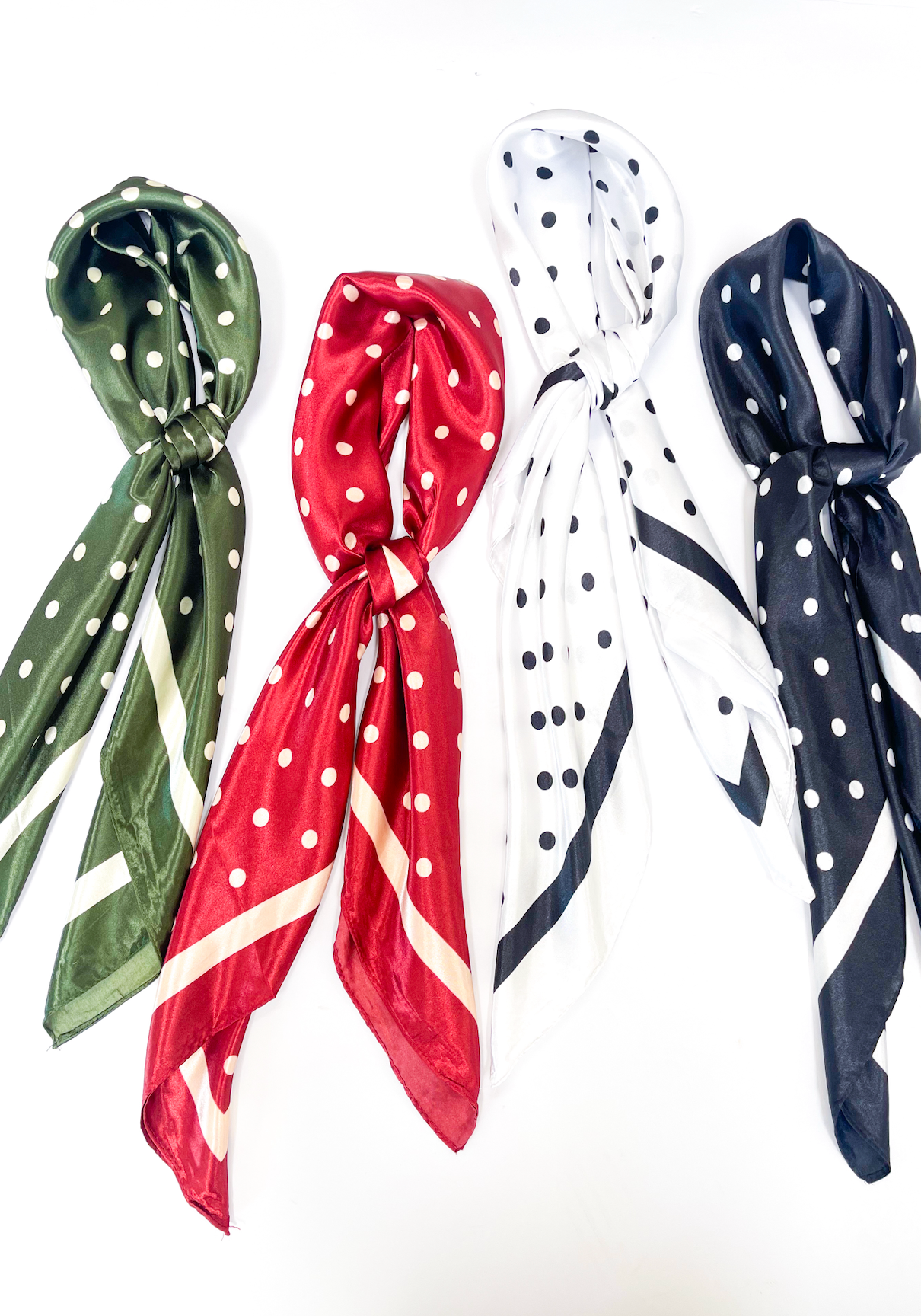 Satin Polka Dot Scarf Red