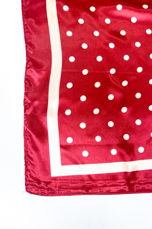 Satin Polka Dot Scarf Red