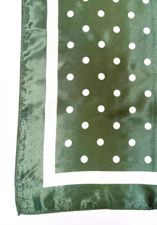 Satin Polka Dot Scarf Green