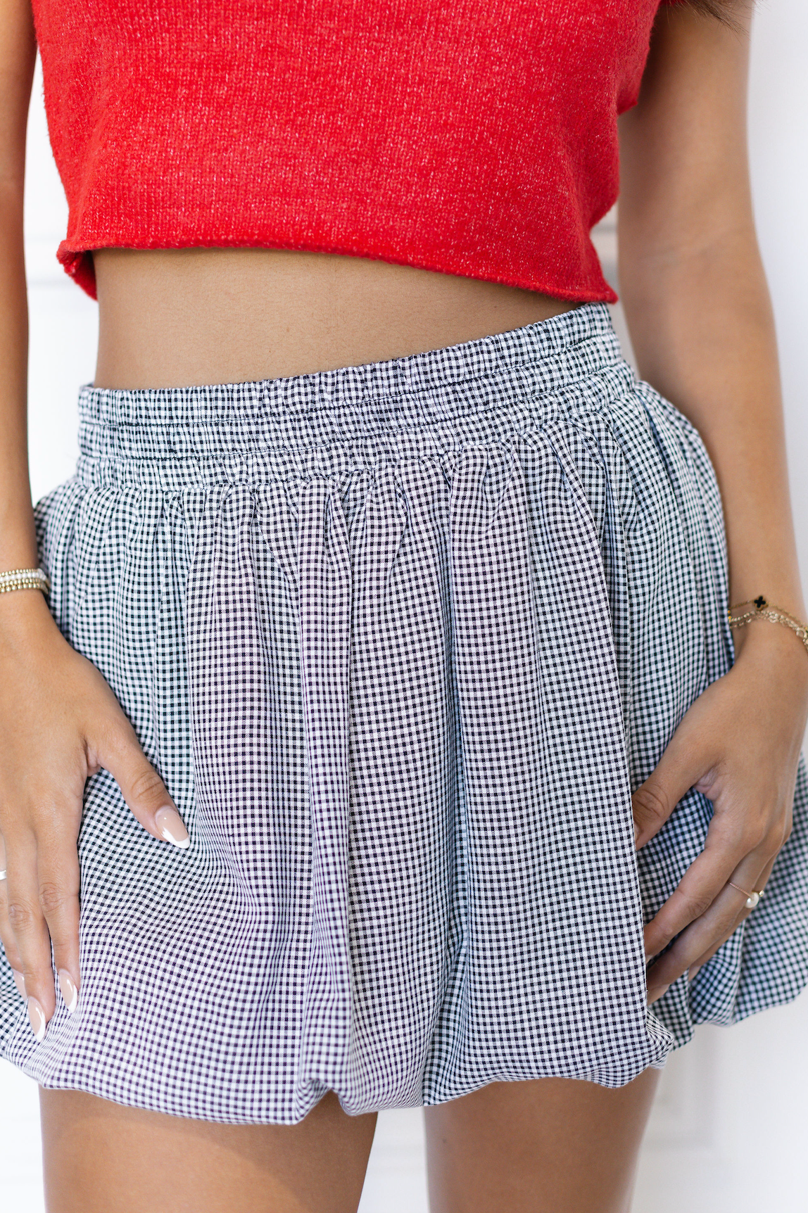 Checker Bubble Skirt Black