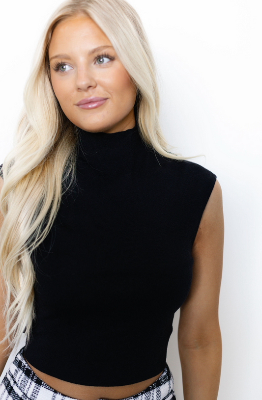 Turtleneck Knit Top Black