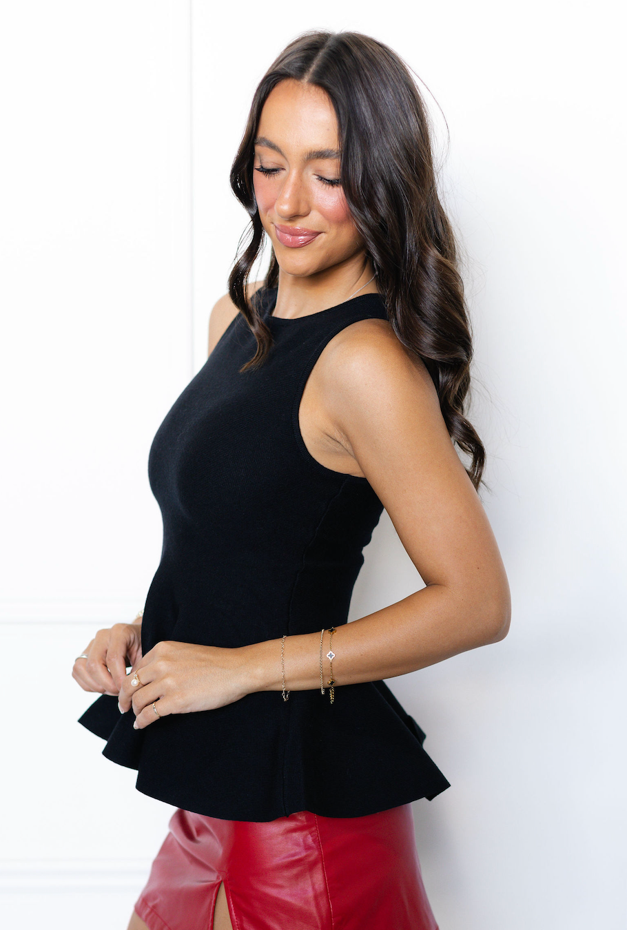 Round Neck Knit Top Black