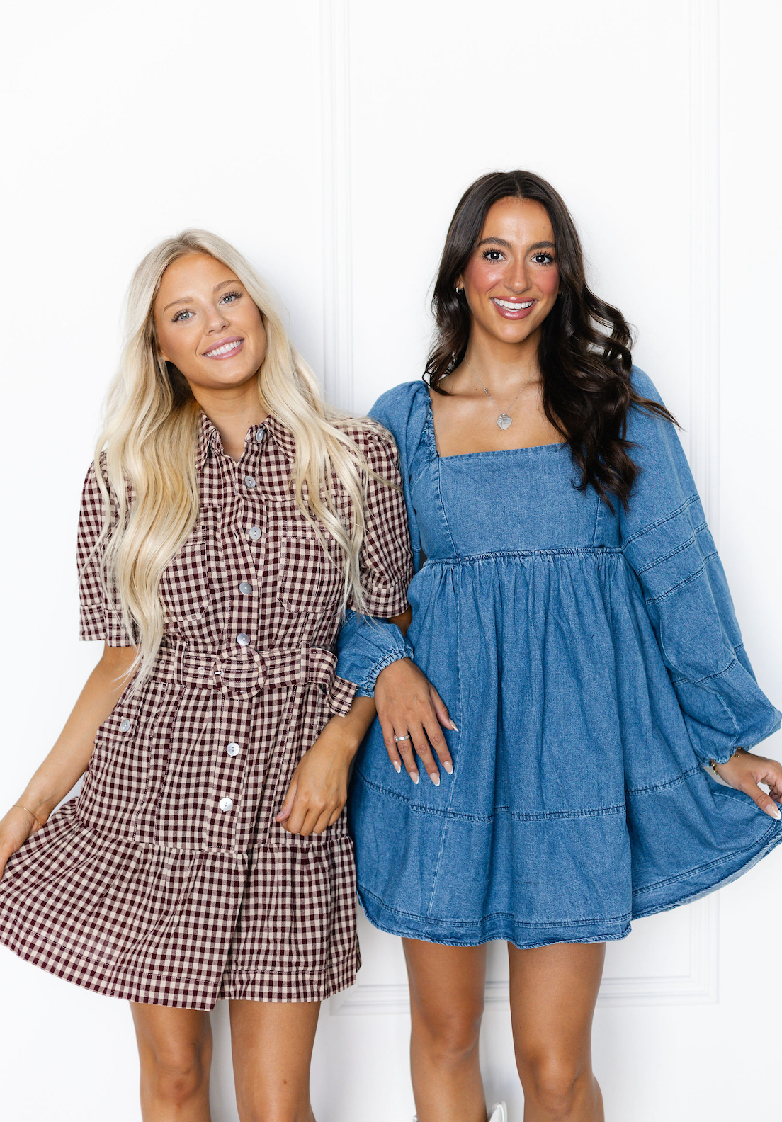 Burgundy Plaid Belted Dress