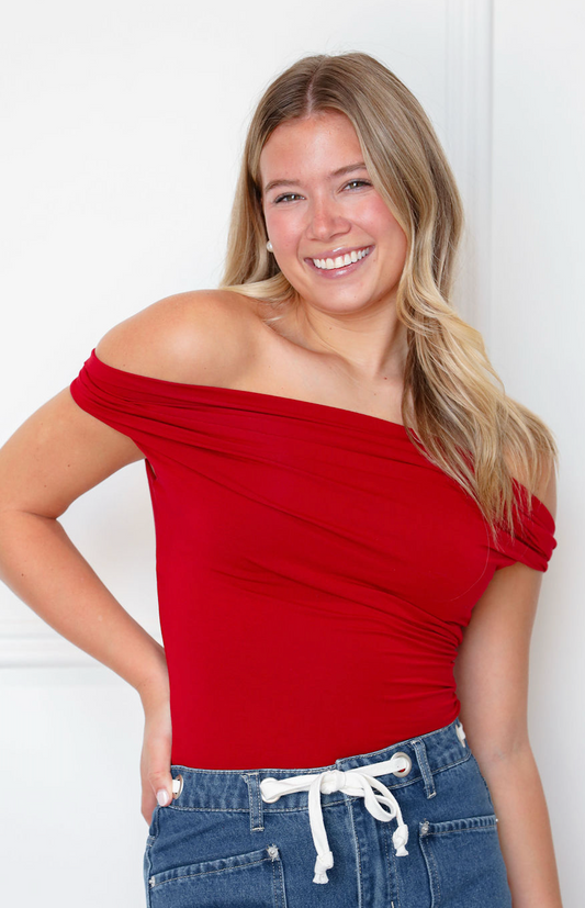 Leslie Off Shoulder Top Wine