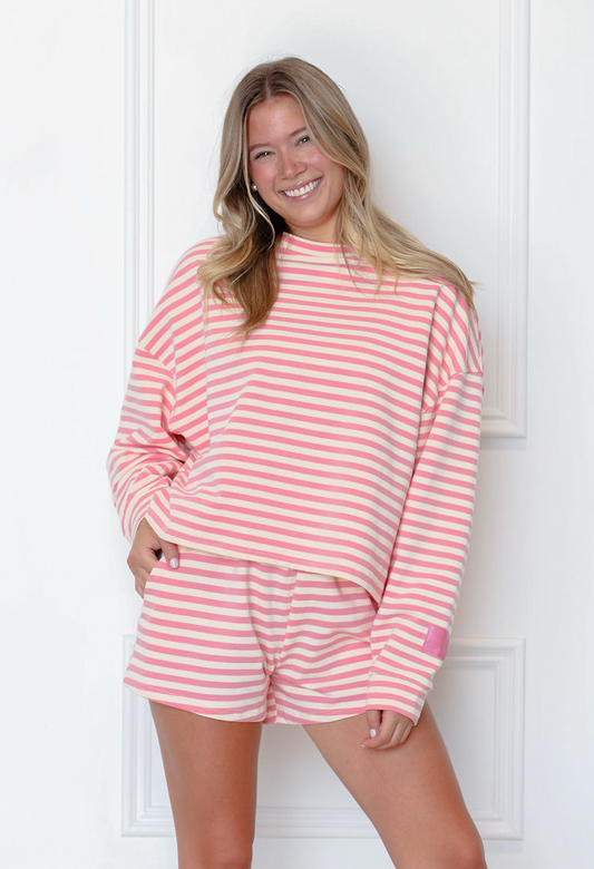 Pink/Cream Stripe Lounge Set of 2