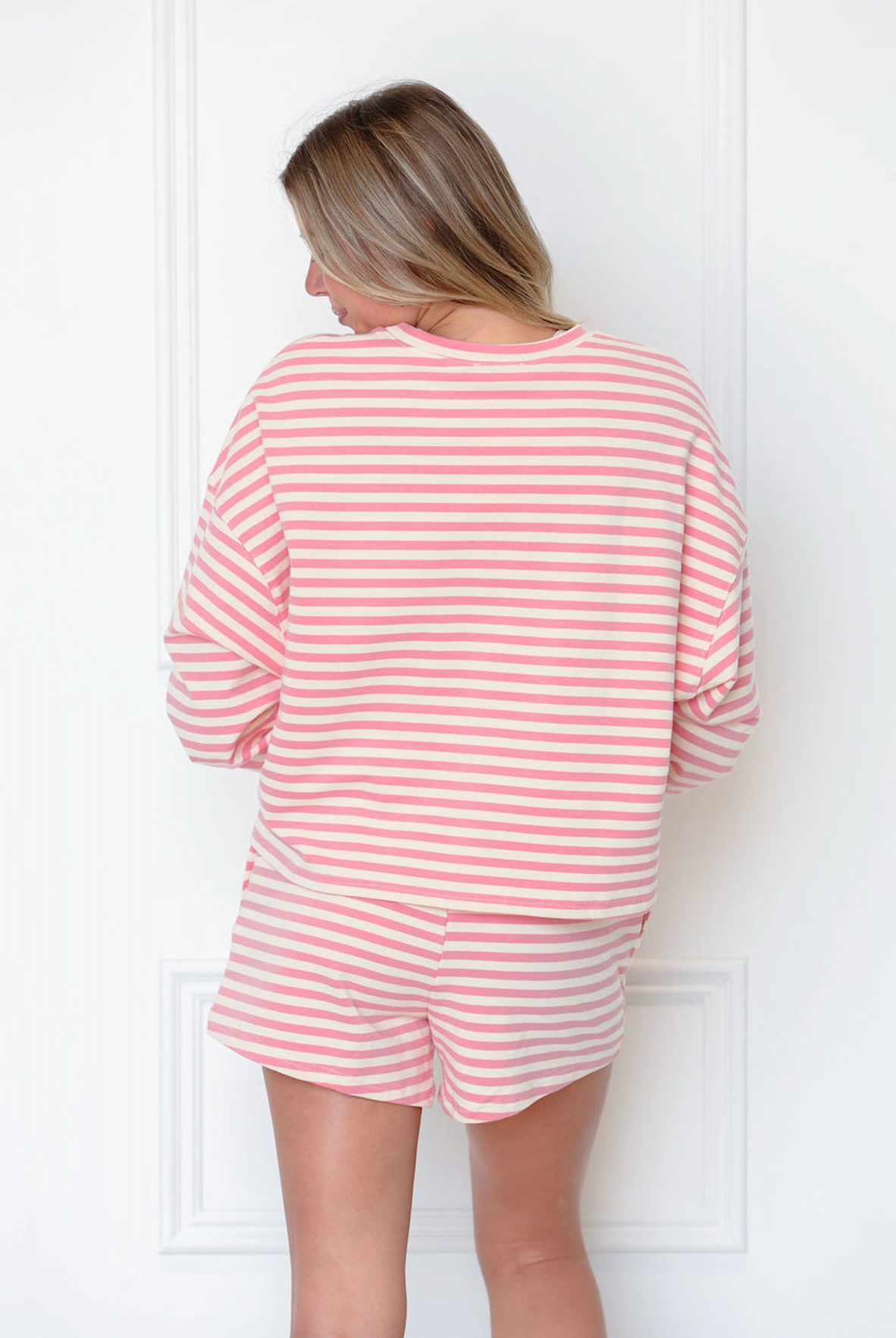 Pink/Cream Stripe Lounge Set of 2