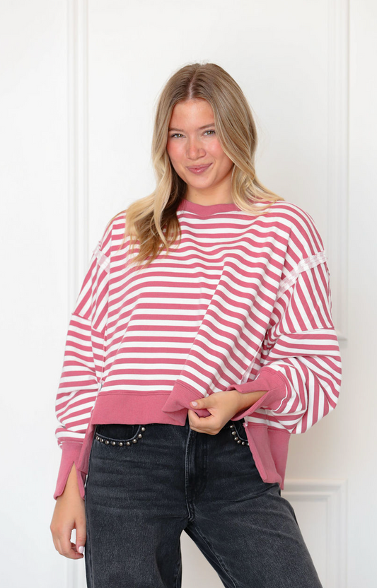 Mauve Stripe Crewneck