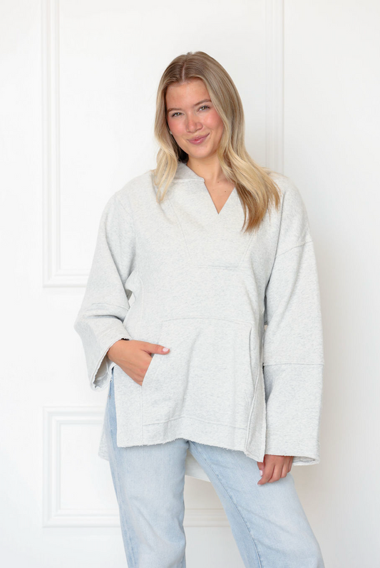 Side Slits Cozy Terry Pullover
