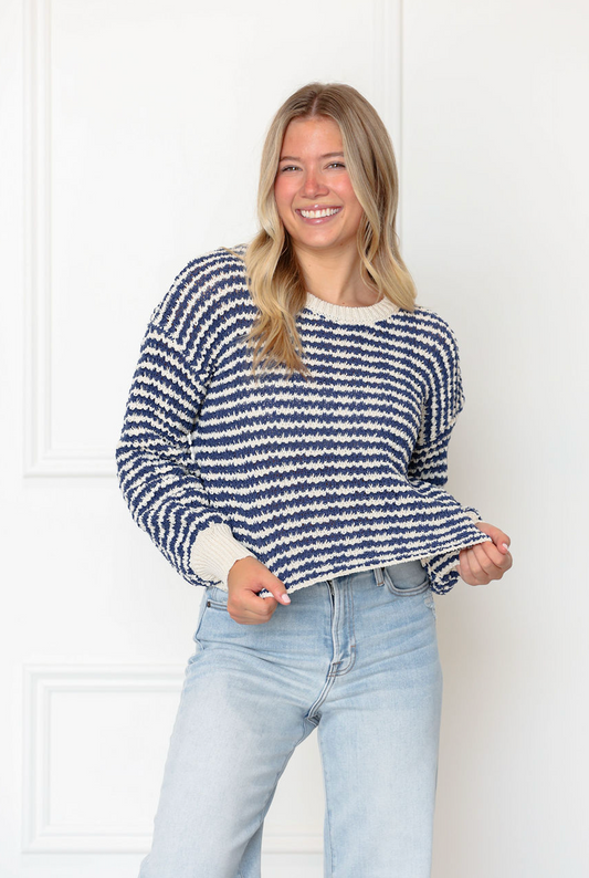 Natural/Navy Stripe Sweater
