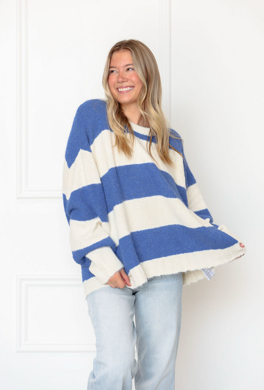 Thick Stripe Sweater Blue/Ivory
