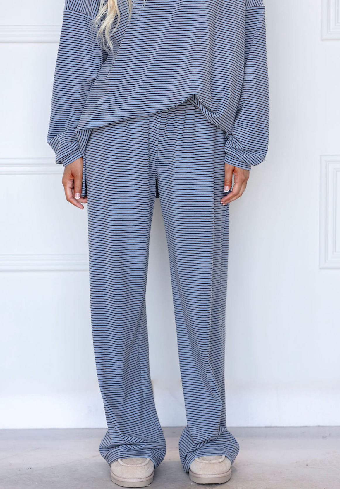 Striped Fleece Pants Blue