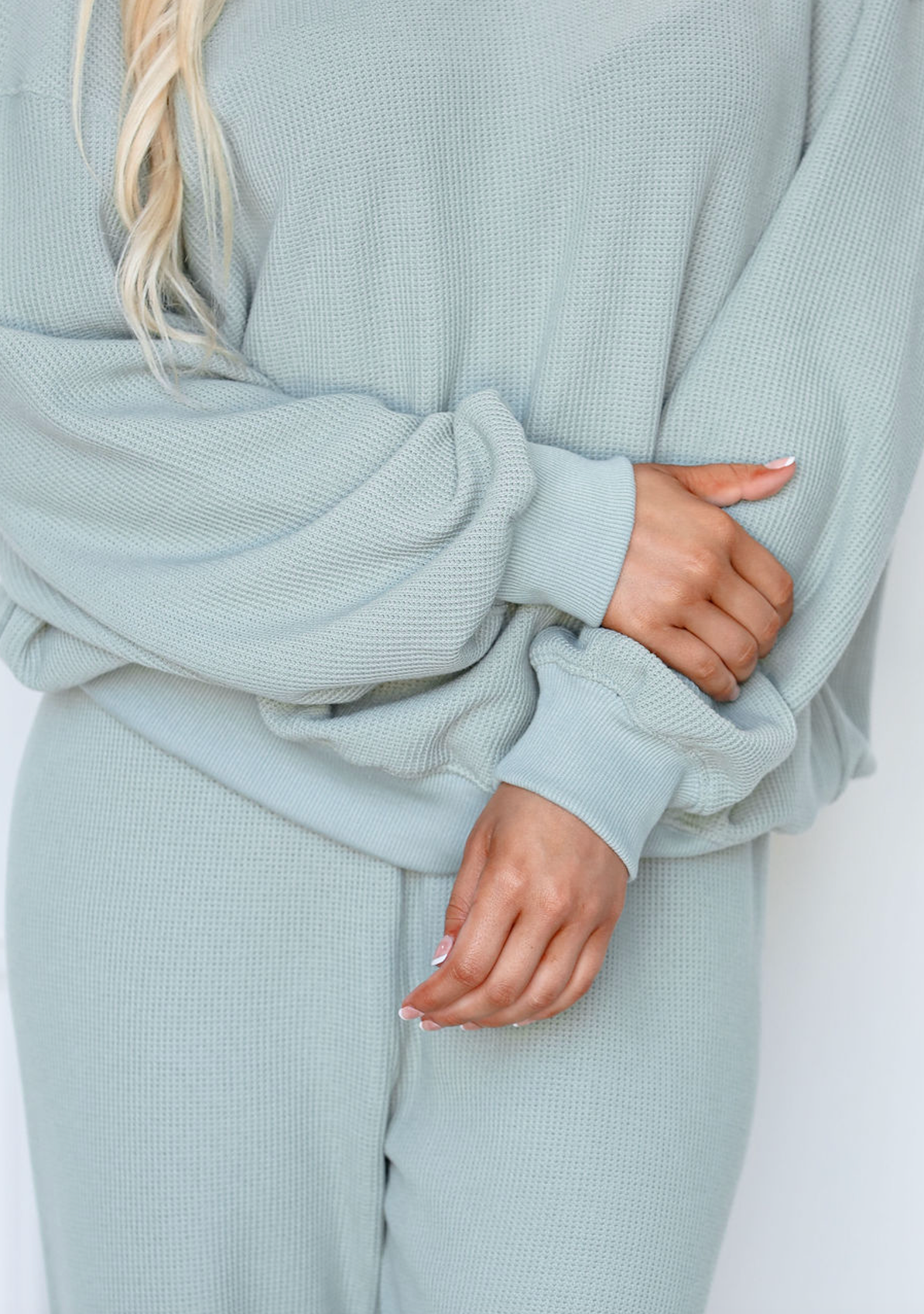 Waffle Knit Pullover & Joggers Set of 2 Sage Green