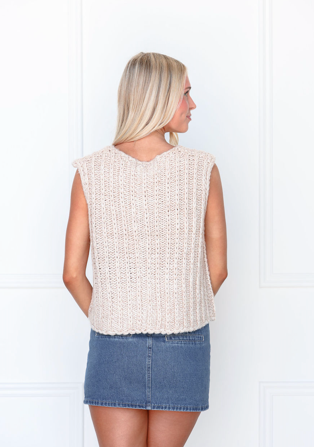 Tie Front Knit Top Taupe