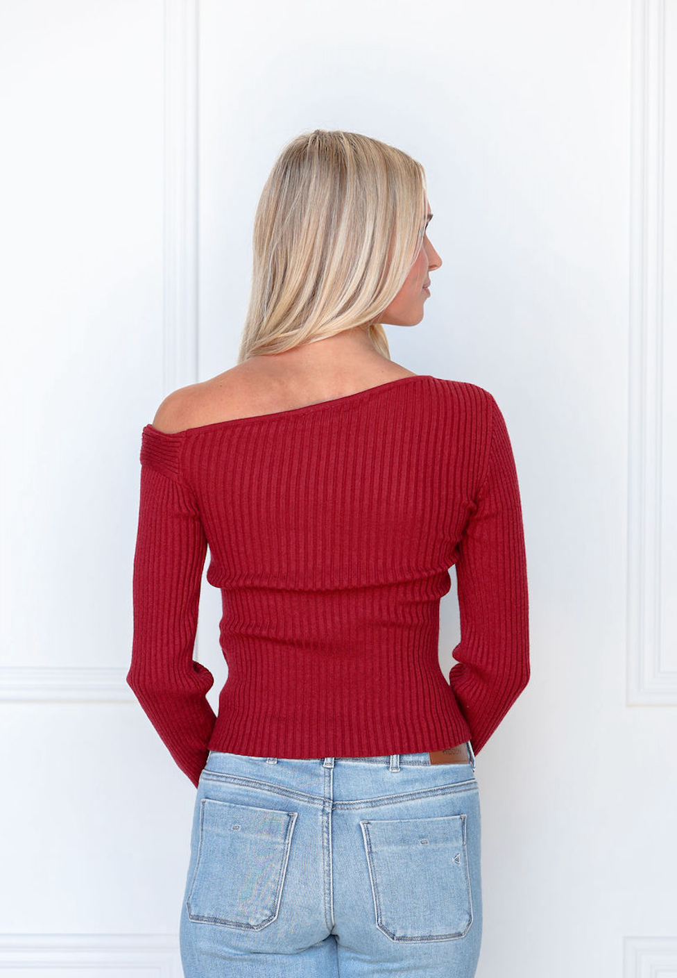 Ashlee Asymmetrical Knit Top Red