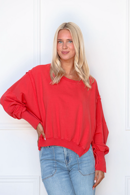 Everyday Hi-Lo Pullover Cherry