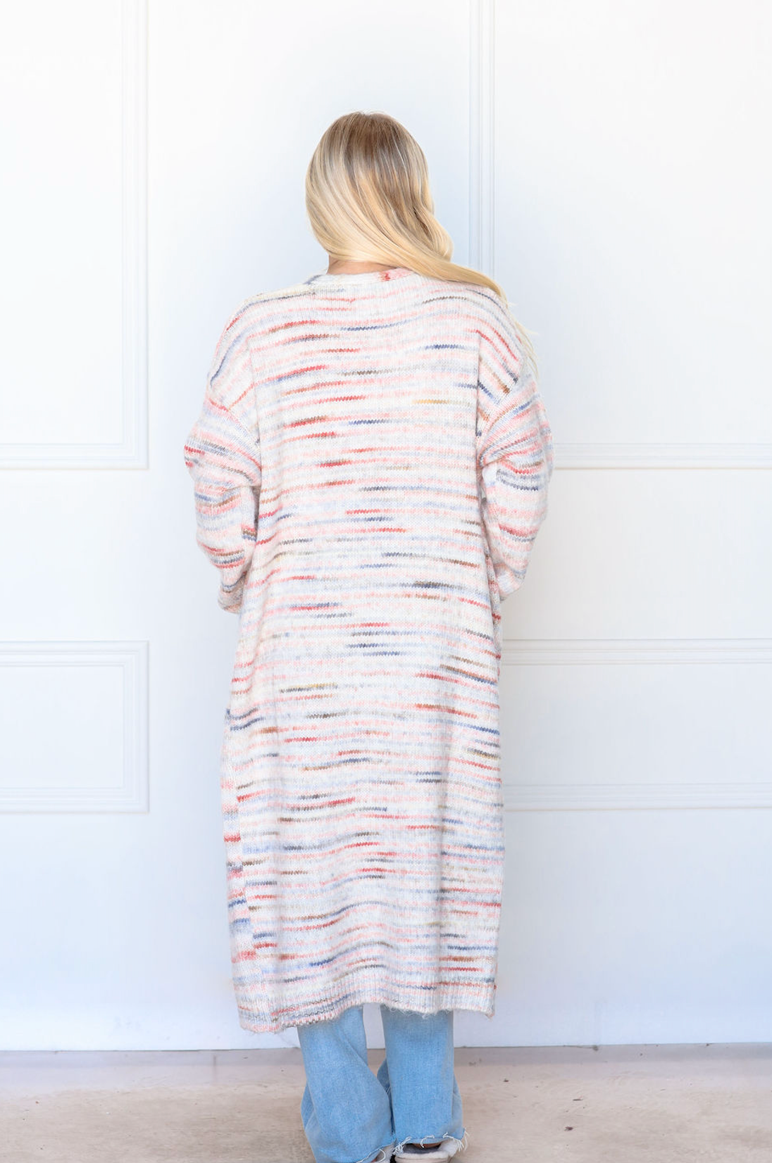 Pink Multi Color Knit Cardigan