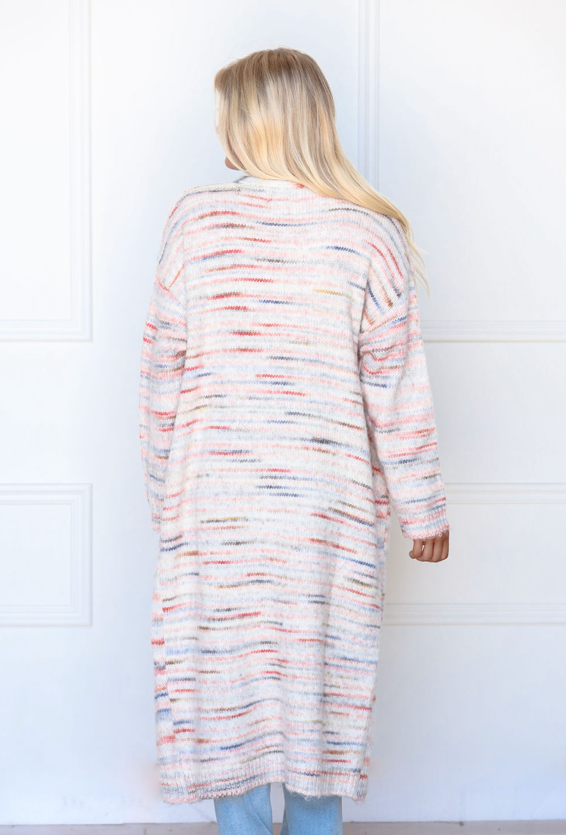 Pink Multi Color Knit Cardigan