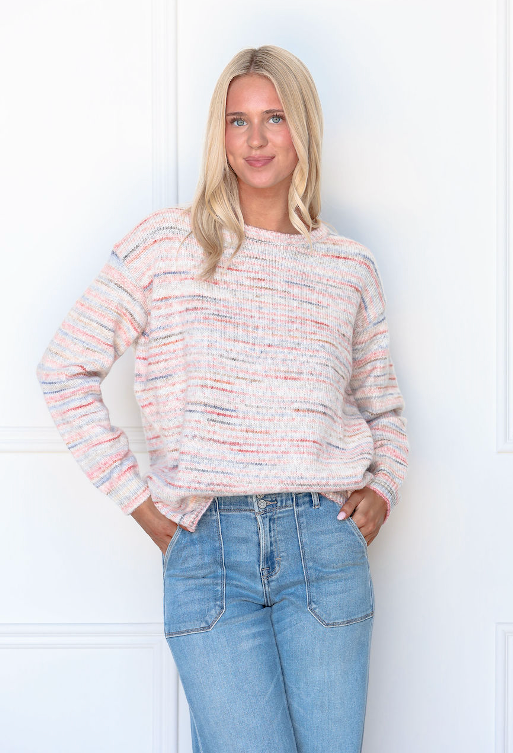 Mixed Yarn Crewneck Sweater