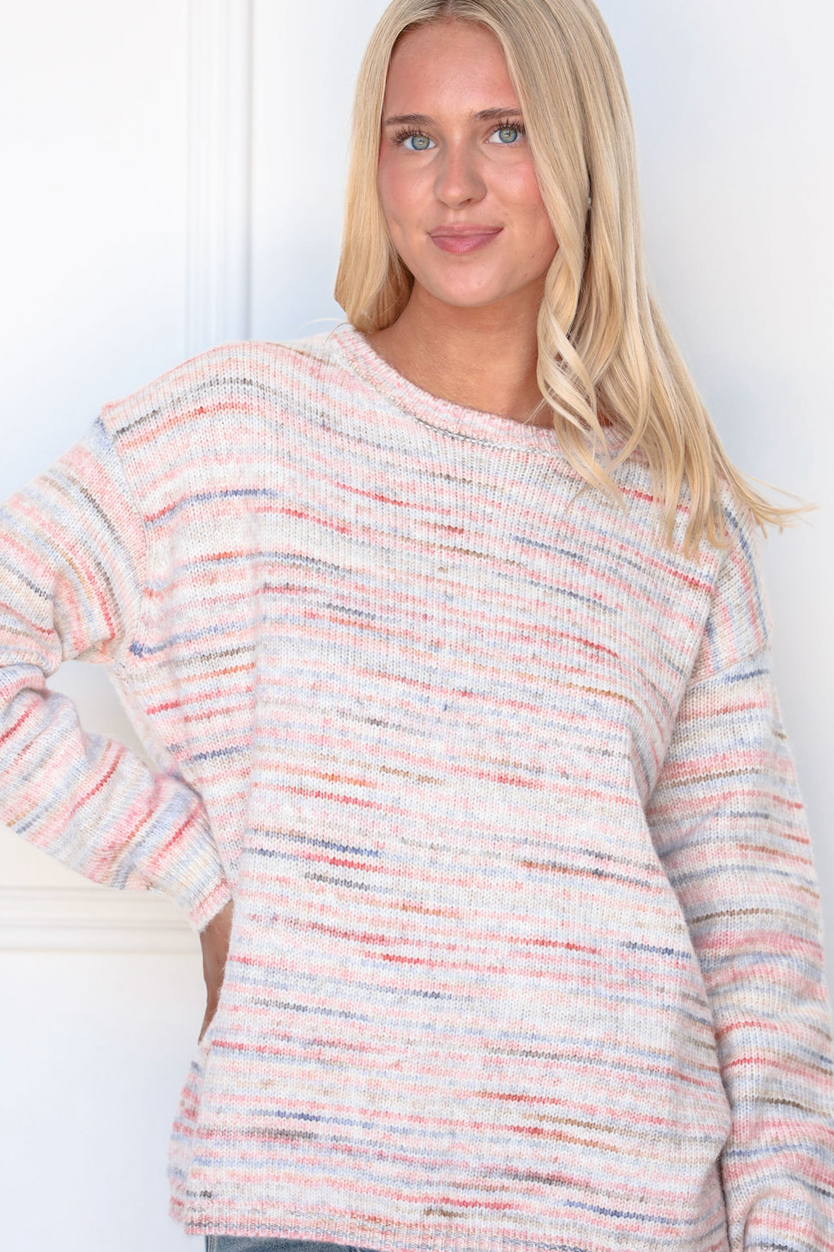 Mixed Yarn Crewneck Sweater