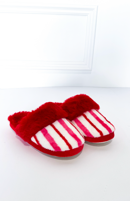 Red Stripe Slippers - Clothe Boutique
