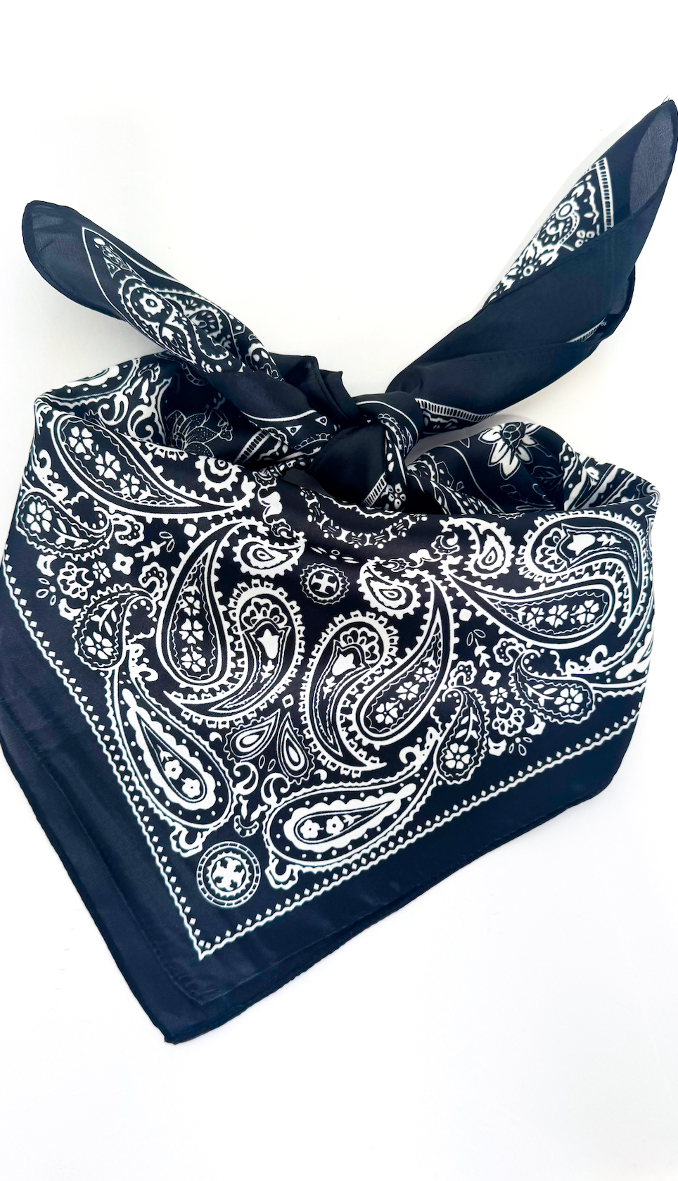 Black Paisley Satin Scarf