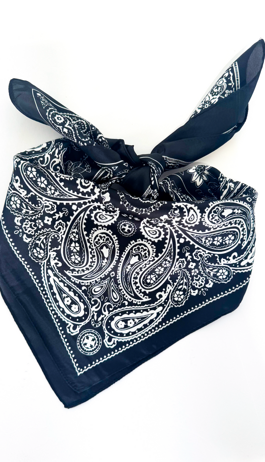Black Paisley Satin Scarf
