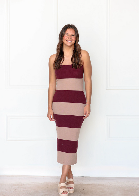 Strapless Color Block Knit Dress