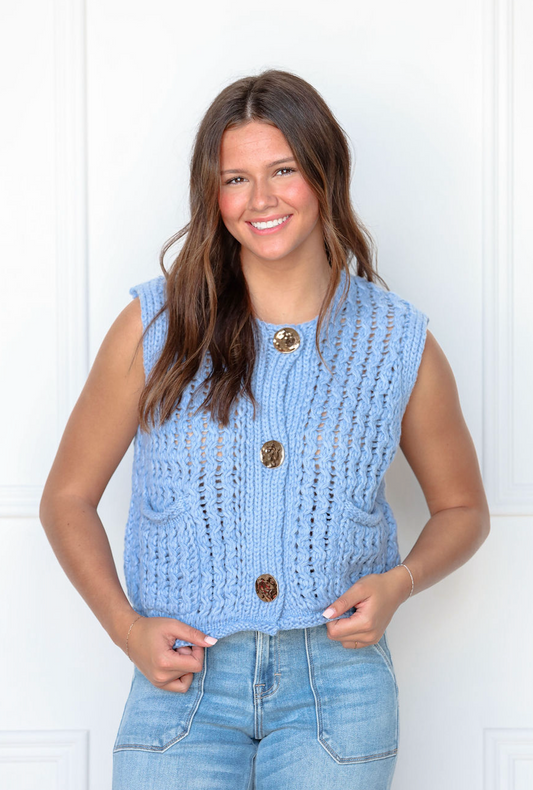 Periwinkle Chunky Knit Vest