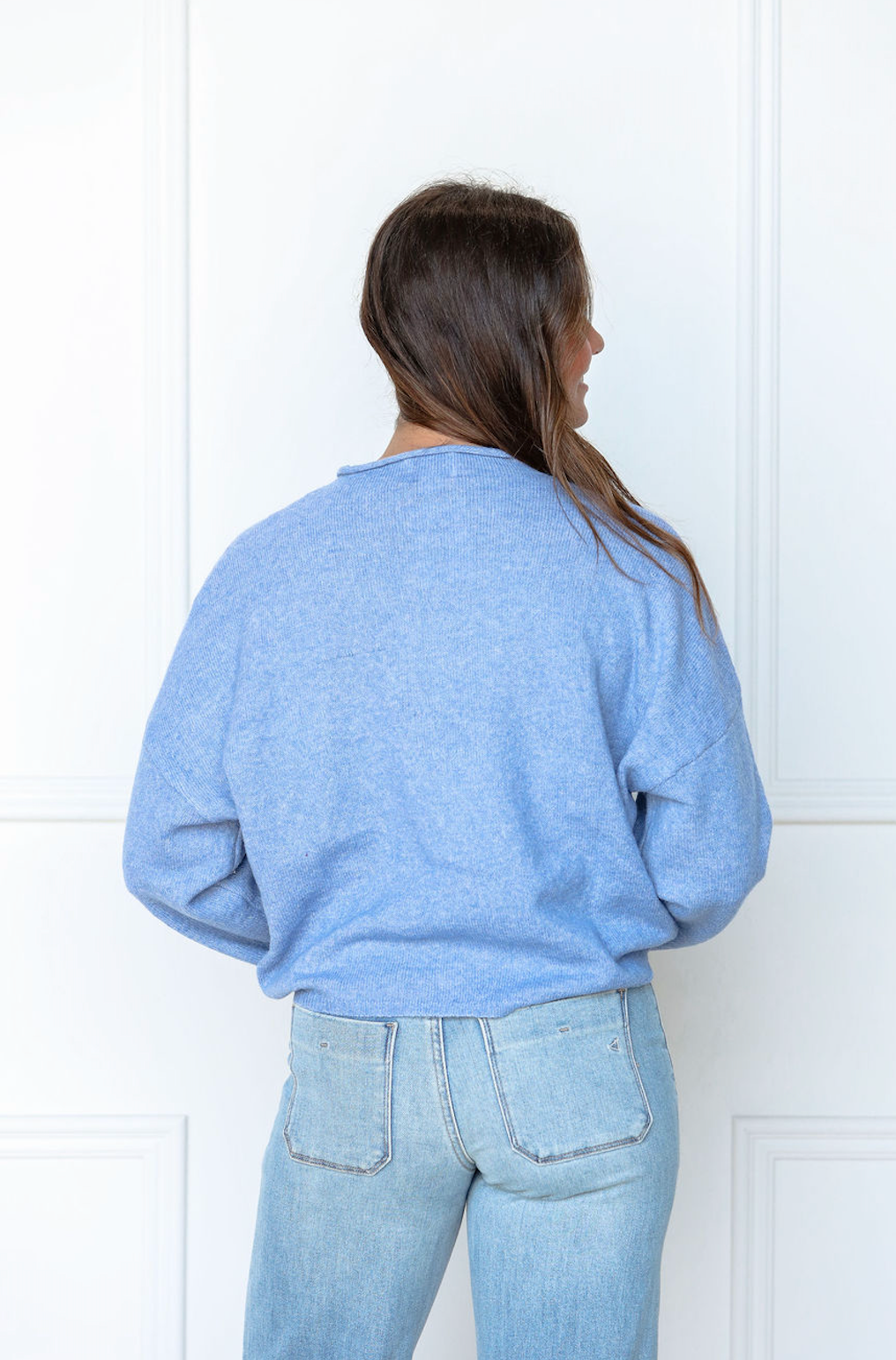 Dusty Blue Button Up Sweater