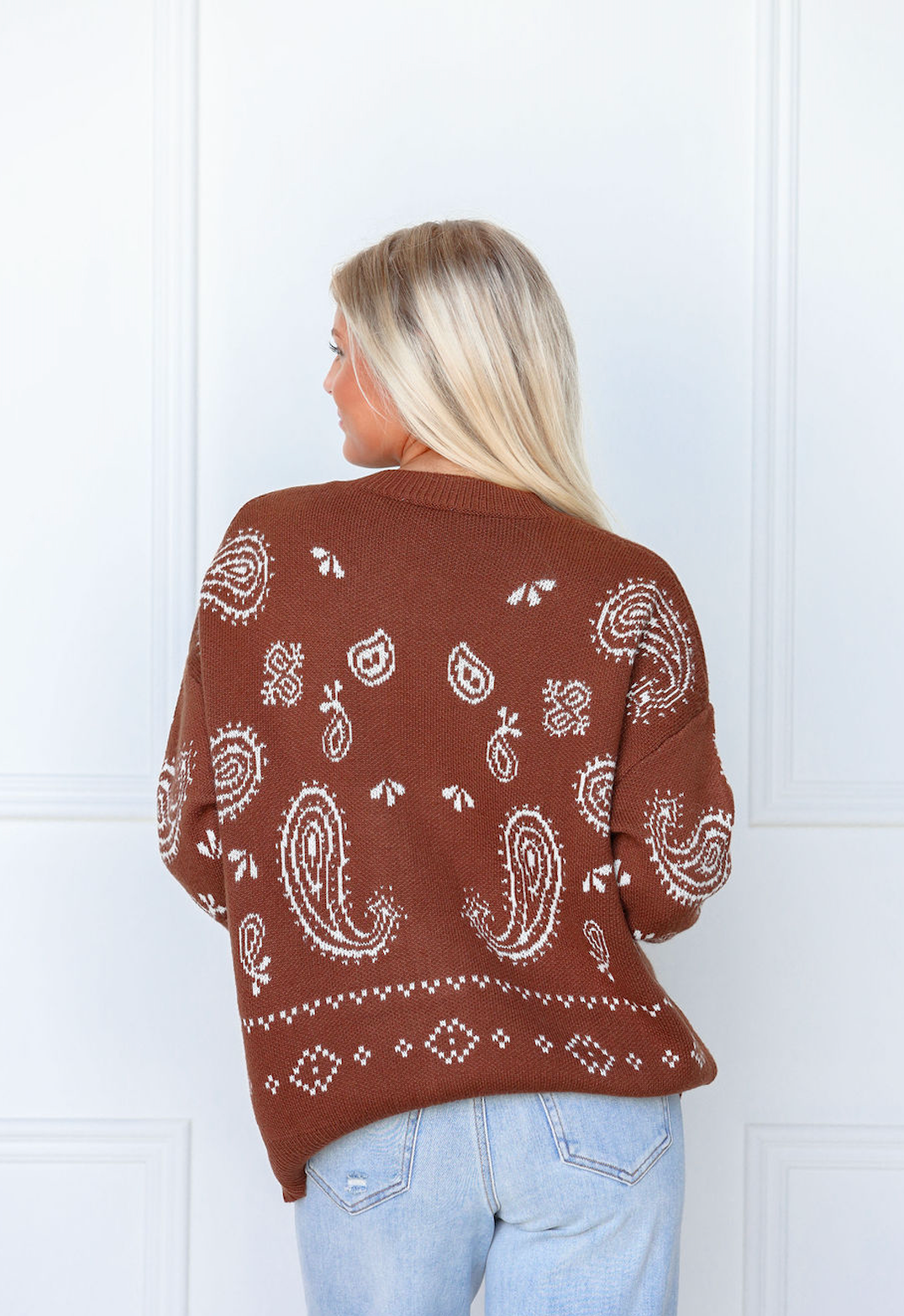 Brown/White Paisley Cardigan