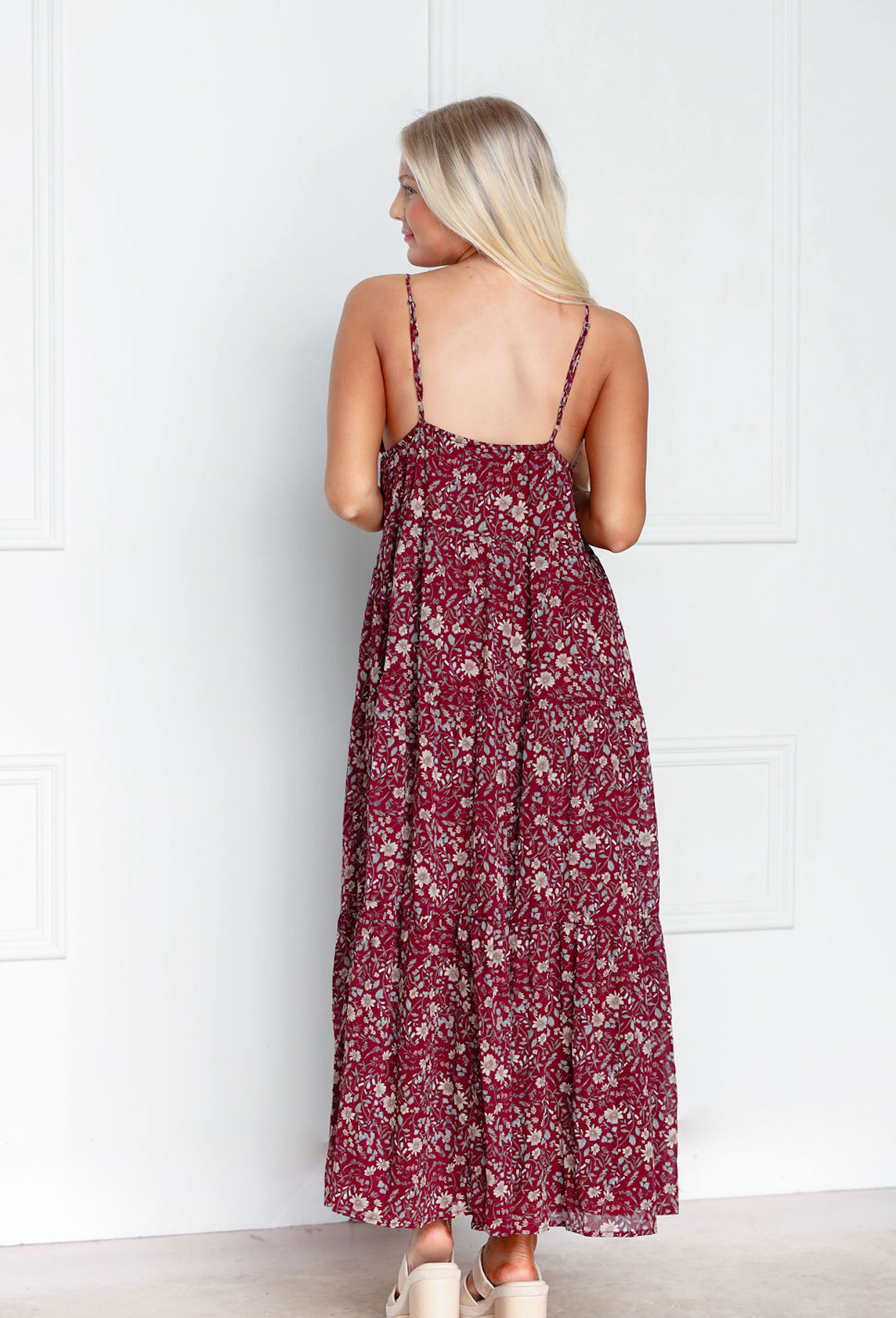 Strappy Plum Floral Maxi Dress