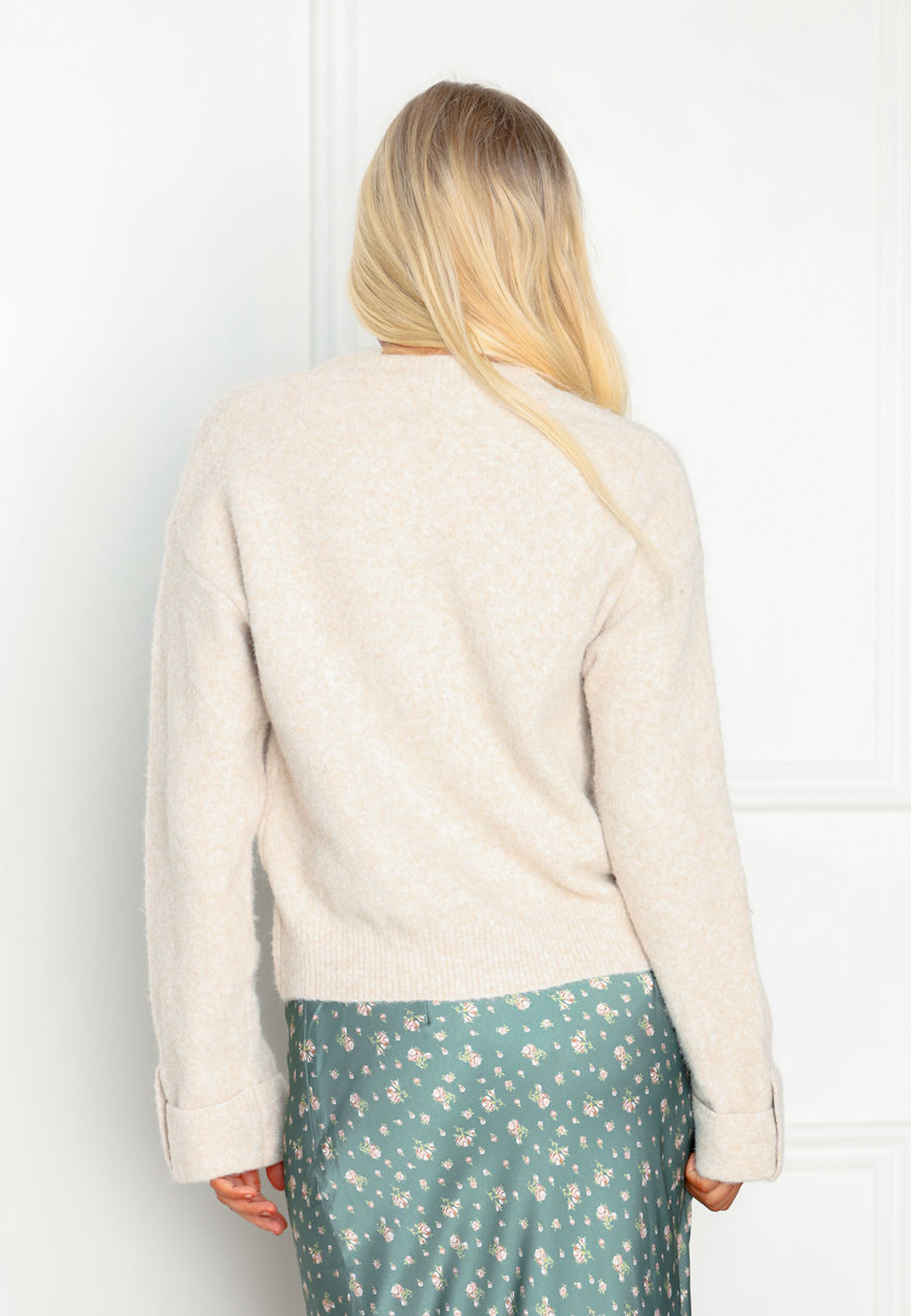 Front Pocket Detail Sweater Top Taupe