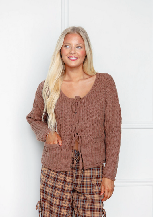 Tied Mocha Sweater Jacket