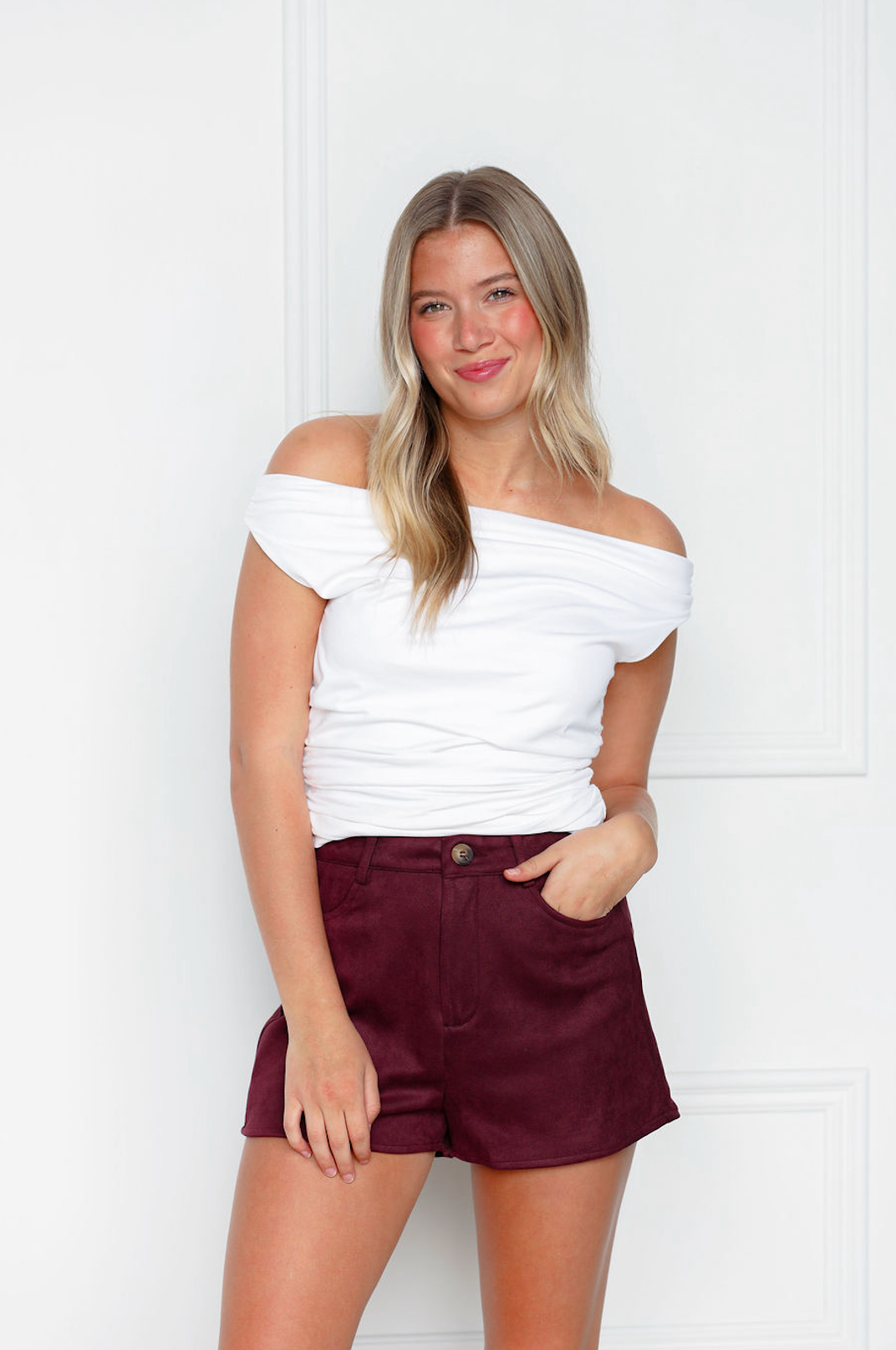 Burgundy Suede Shorts
