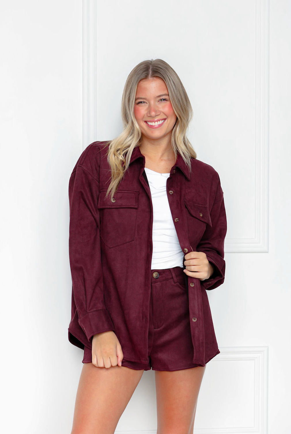 Burgundy Suede Shorts