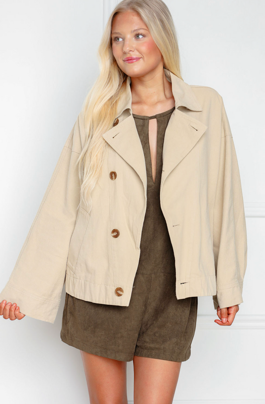 Asymmetric Button Closure Jacket